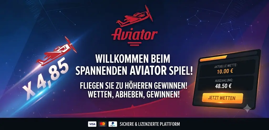Aviator Spiel Bildschirm mit Multiplikator und Auto-Cashout